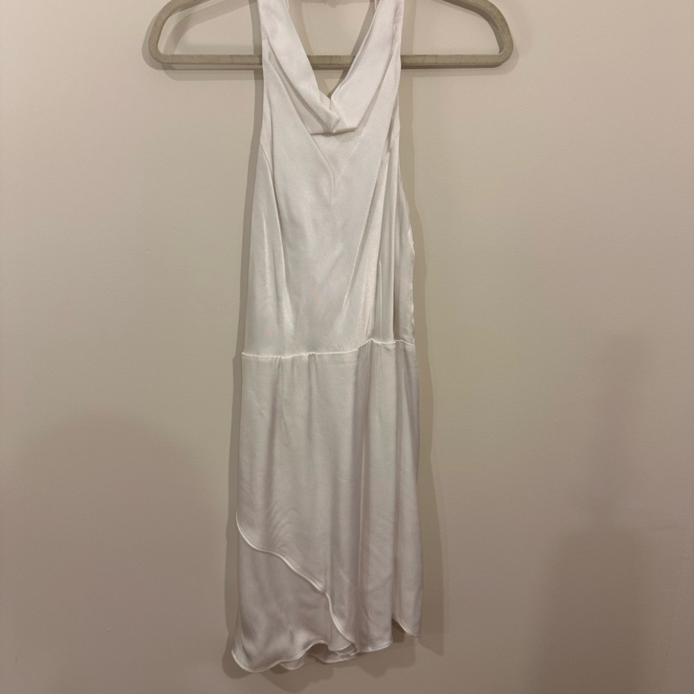 Ivory High Neck Bridal Satin Dress
